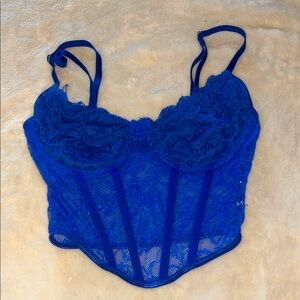 Elegant Blue Lace Bustier